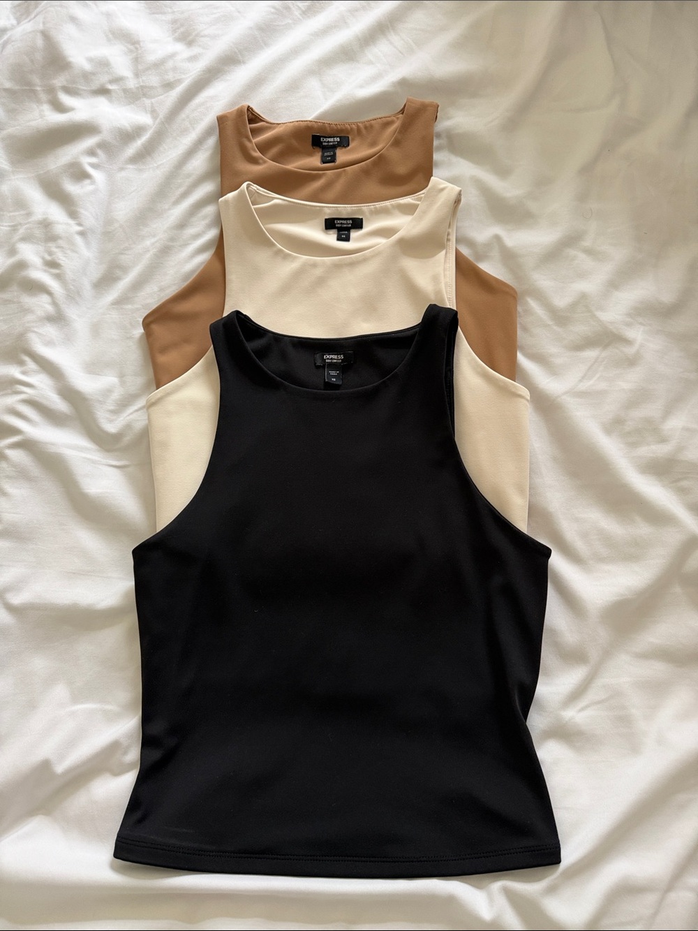 Express - Body Contour High Compression High Neck Cropped Tank (3 pack)